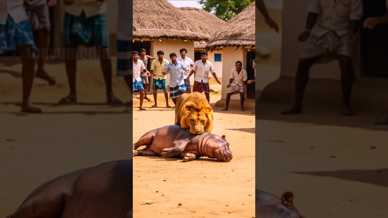 Hippo To Save Calf From Lion Attack! 
