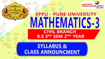 Syllabus | Mathematics 3 (M3) SPPU Pune University for Civil B.E 3rd Sem 2nd Year | M3 Civil SPPU