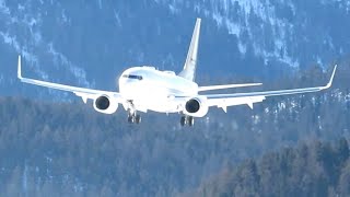 Boeing 737 BBJ Private Jet (VP-BVV) Landing and Departure at Samedan Engadin Airport LSZS