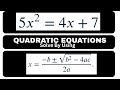Solve 5x² = 4x +7 Using Quadratic Formula | Step-by-Step Solution | 10TH CBSE MATHS