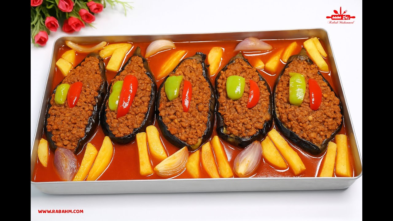 عندك باذنجان ولحمة مفرومة حضري معي أطيب واسهل وجبة غداء مطبق الباذنجان باللحم المفروم مع رباح محمد