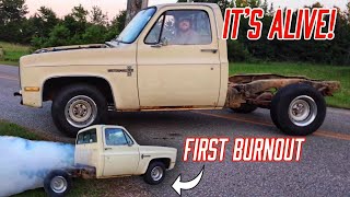 First FIRE-UP and DRIVE in our 454 BIG BLOCK C10! (ALMOST CAUGHT FIRE)