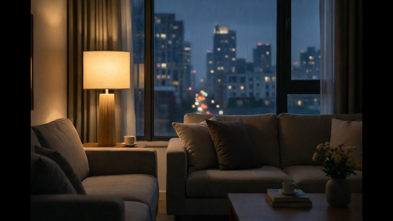 Cozy Rainy Night Piano | Warm Living Room Glow (Study & Relax))