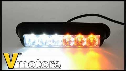 6-LED White/Amber 16 Flashing Mode Emergency Beacon Strobe Light Bar Car Truck