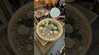 How To Make A Luxury Gold Epoxy Table With Real Roses 🌹 #Shorts