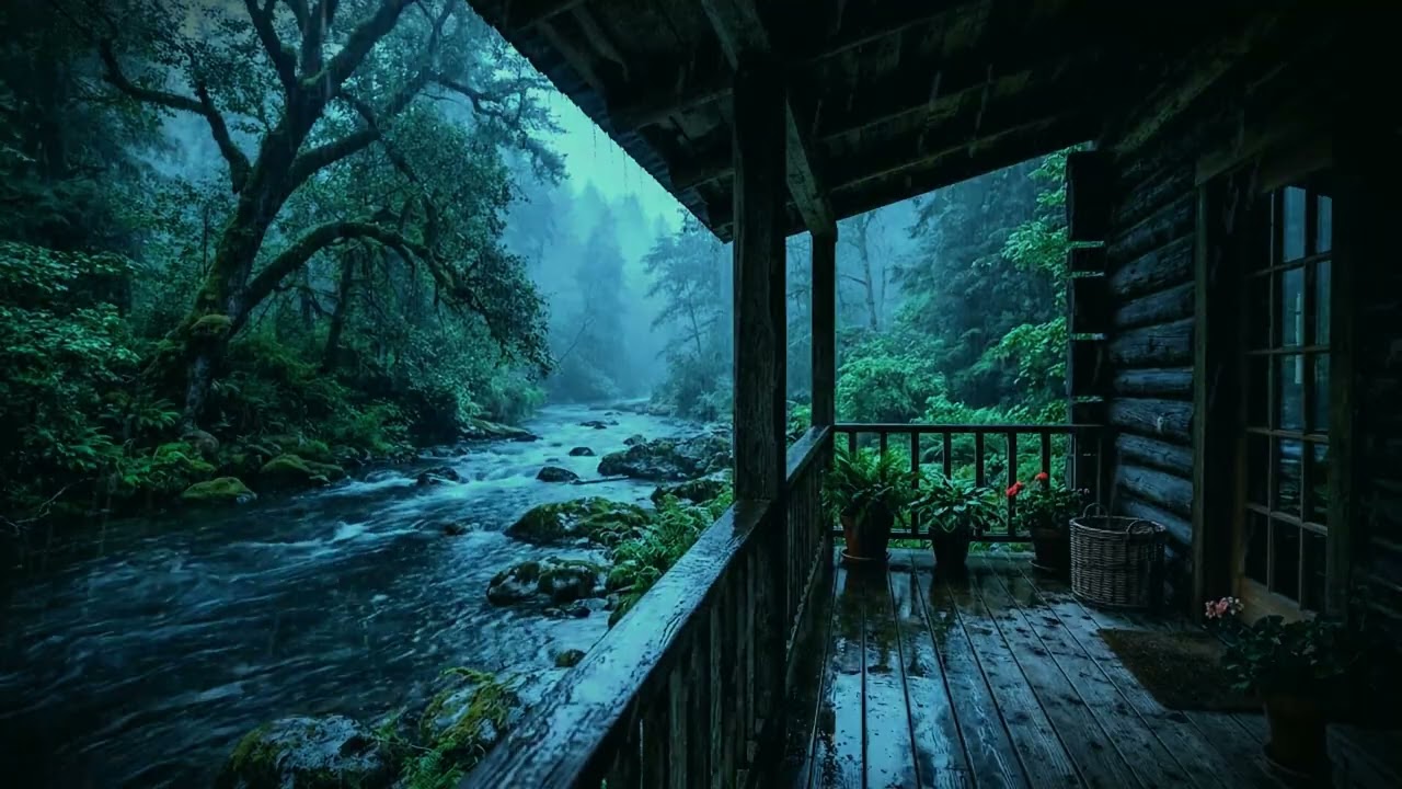 Relaxing Rain at a Cozy Riverside Cabin | Deep Sleep in Minutes - 8 HOURS