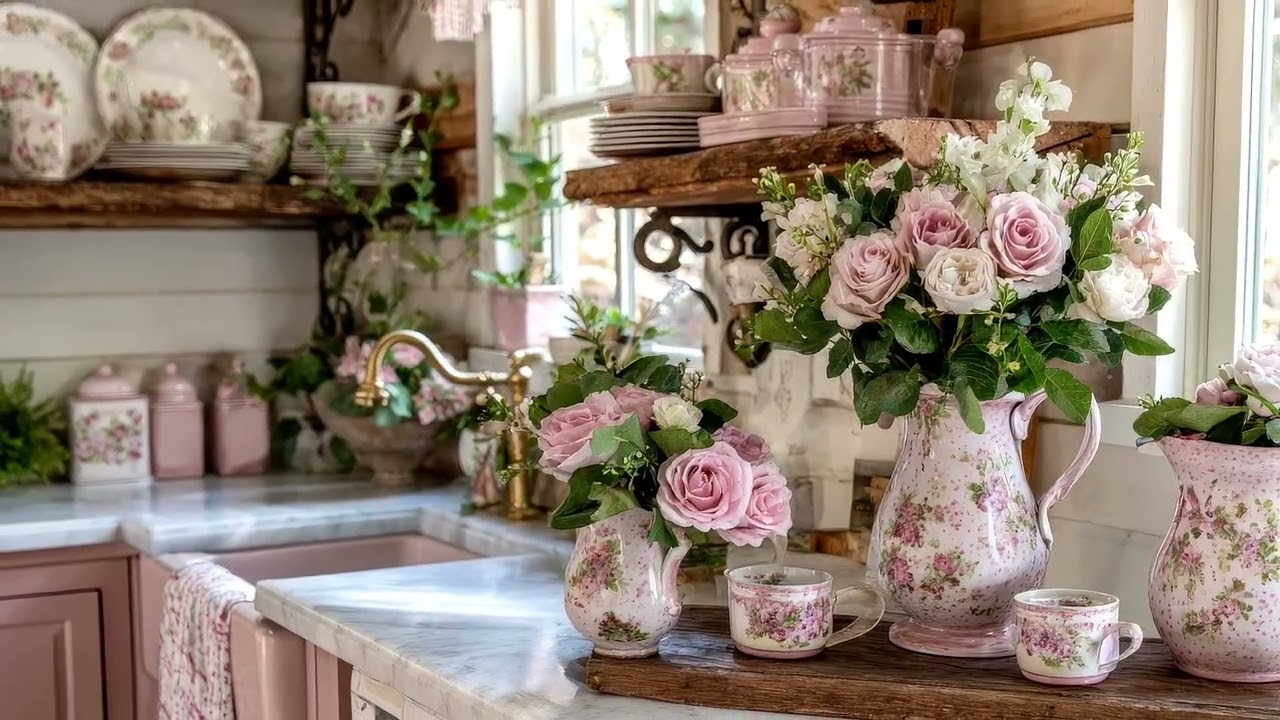 Романтический тур по загородному дому в пыльно-розовых тонах с цветочным оформлением. Уютный котт...