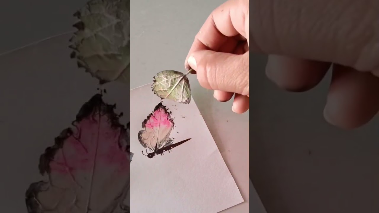 butterfly painting with leaf 🍃  