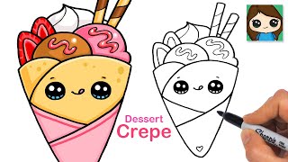 How to Draw a Dessert Crepe | Cute Food Art