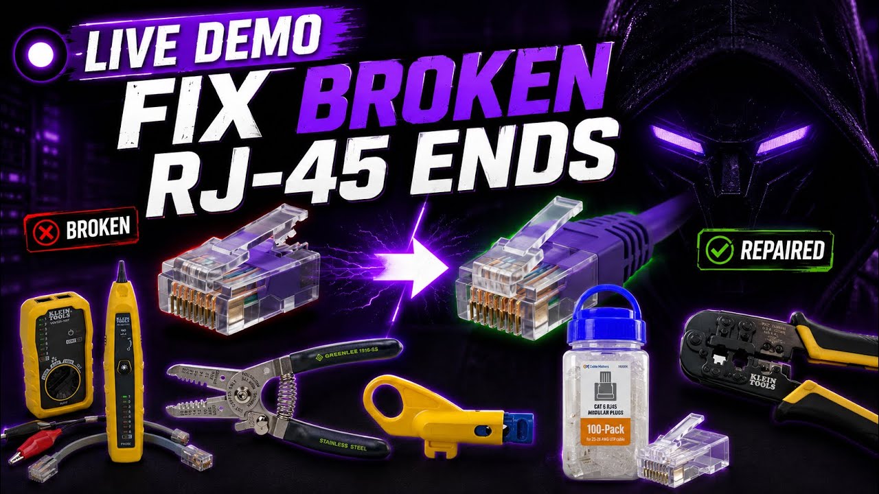 How To Replace Broken RJ-45 Ethernet Cable Ends : Live Demo