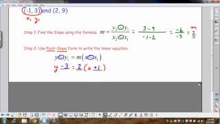Writing a Linear Equation Given Two Points.wmv