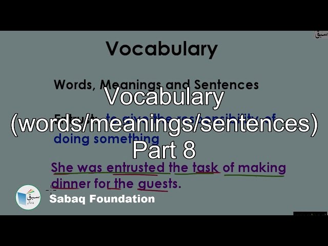 Vocabulary (words/meanings/sentences) Part 8, English Lecture | Sabaq.pk