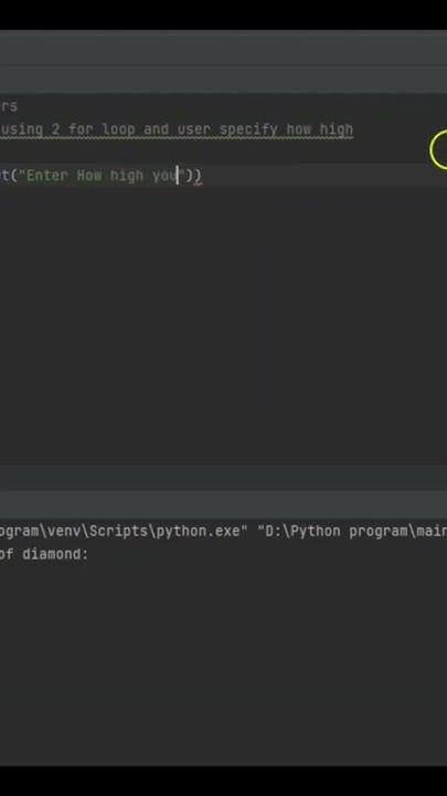 diamond shape in python using two for loop only - YouTube