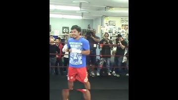 Manny Pacquiao hits the camera while shadow boxing