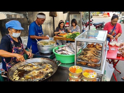 57years old Wife & Husband’s TV featured street Food busines | Unique roadside Fish fry in Thailand