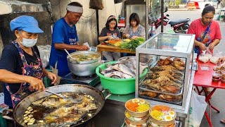 57years old Wife & Husband’s TV featured street Food busines | Unique roadside Fish fry in Thailand 