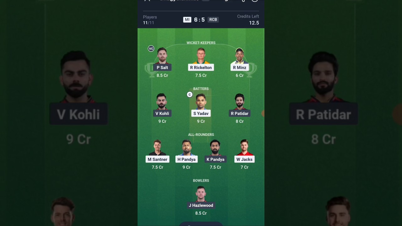 RCB vs MI Dream11 Team Today | Best Fantasy Picks & Tips | IPL 2025
