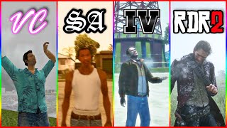 How Protagonists React to Weather in GTA & RDR Games