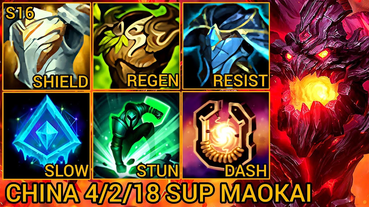 Challenger Maokai 4/2/18 S Rating Support - China Server Wild Rift High Elo Tier Builds & Runes