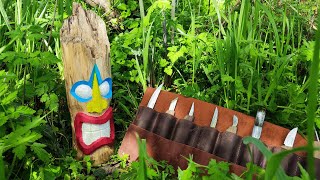 Very simple way to make a Tiki With carving knives and reclaimed wood