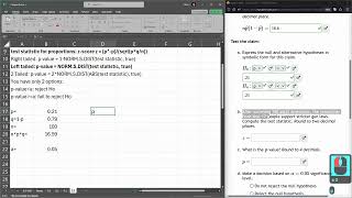 Famous Stats 243 = HW 9.5.1 = Hypothesis Testing With Proportion With Excel Wealth