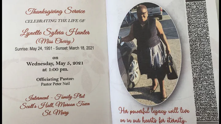 Thanksgiving service for: Lynette Sylvia Hunter