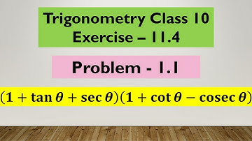 Trigonometry || Trigonometry Class 10 || Exercise 11.4  || Problem 1.i ||