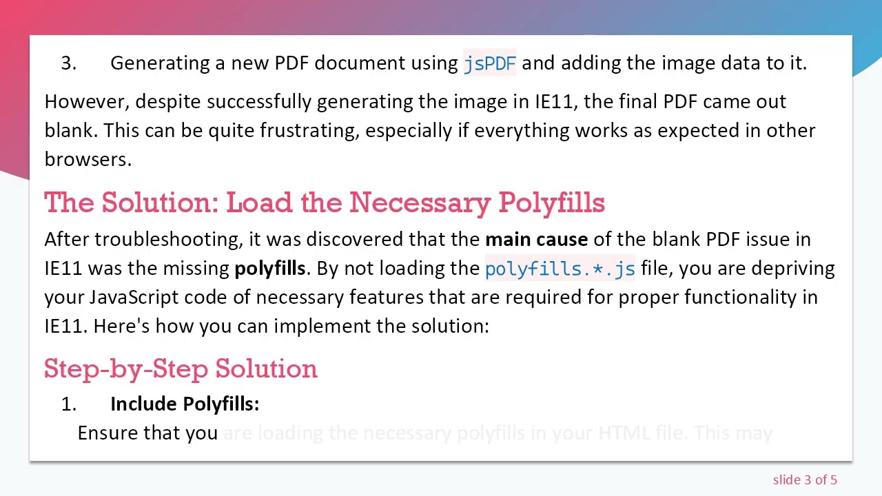 Troubleshooting jsPDF Issues in IE11: How to Generate PDFs with Ease
