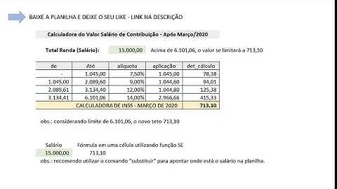 Cálculo INSS 2020 - Download da Planilha com Fórmula SE Excel