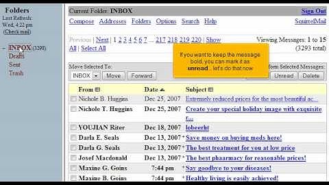 How to open an email message in SquirrelMail