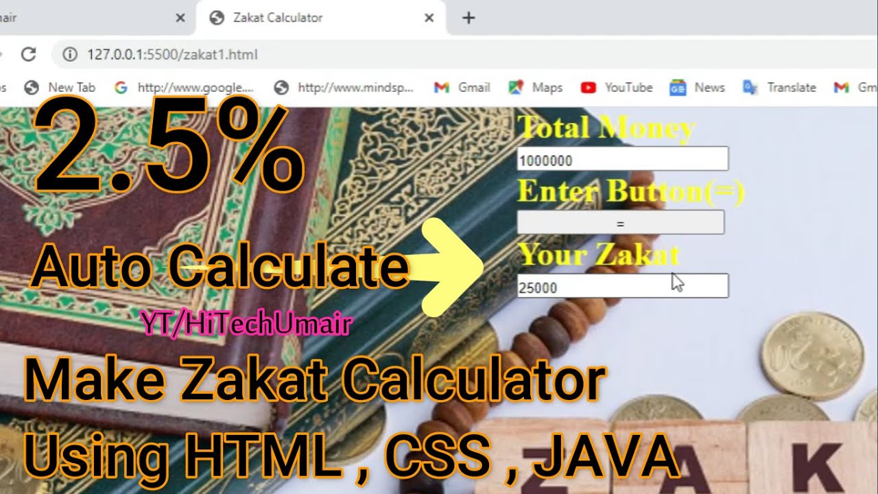 How to Design/Develop Zakat Calculator Using HTML , CSS and Java ...