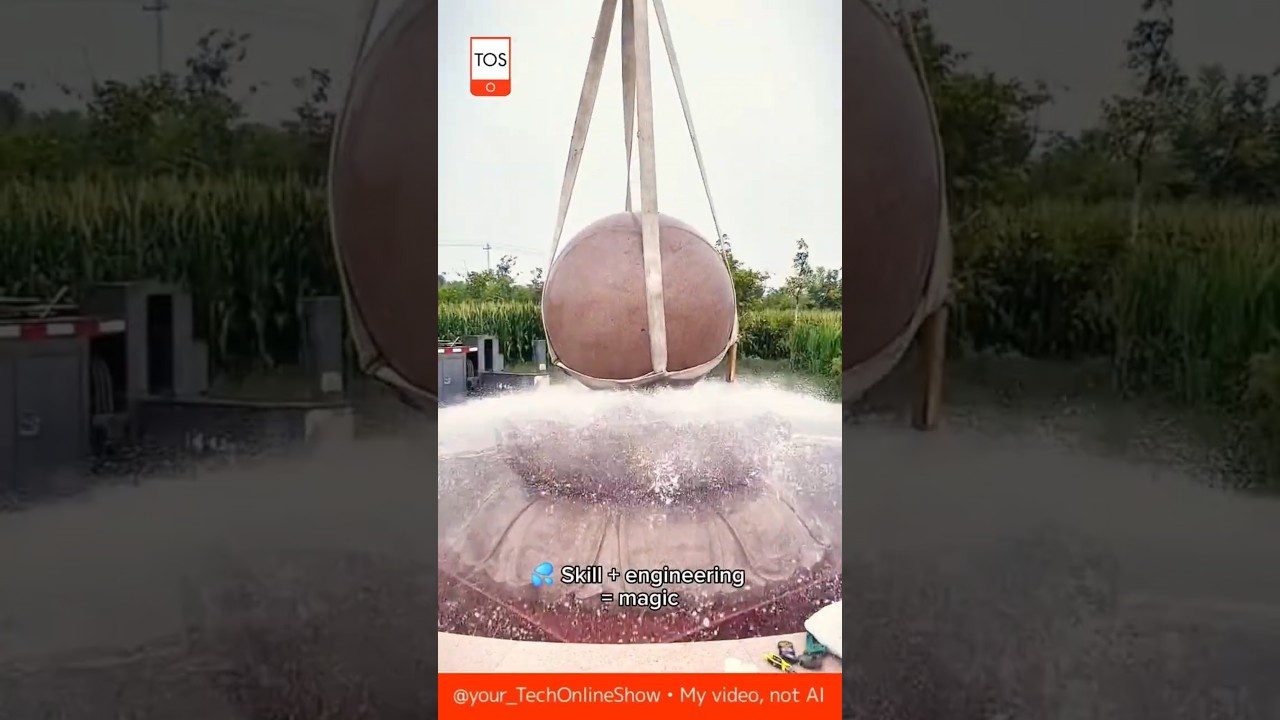 STONE SPHERE 💦 comes alive in the fountain ✨ 