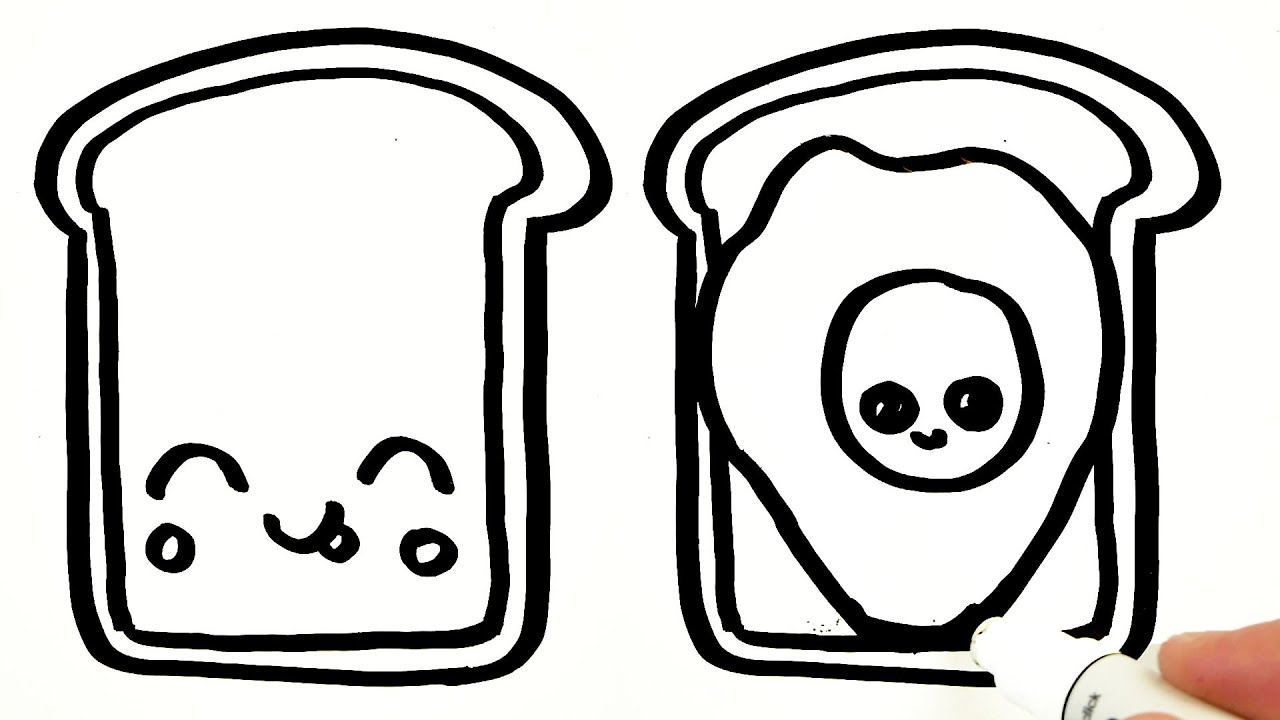 How To Draw A Cute Toast With Egg Easy Drawing On A Whiteboard Easy Drawings White Board White Board Drawings