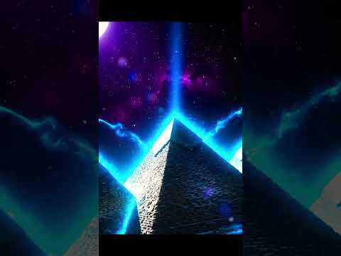 مشهد سينمائي مذهل يظهر الأهرامات وهي تتألق بهالة زرقاء ثلاثية الأبعاد الأهرامات مصر خيال علمي