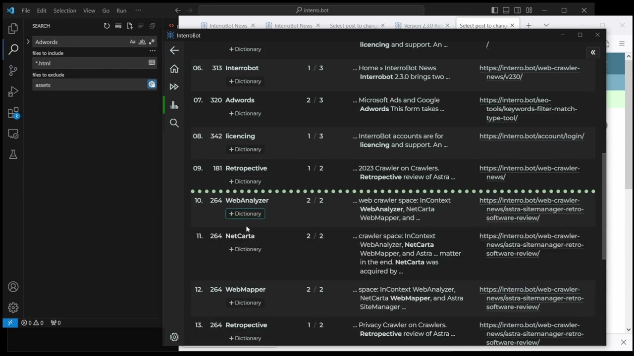 How to spell check an entire website with InterroBot web crawler