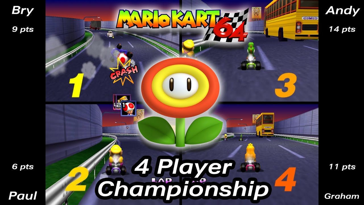 Mario Kart 64 4-Player Championship - Flower Cup - YouTube