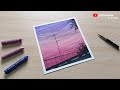 🎨 Easy and Beautiful Sunset Drawing: Step-by-Step Oil Pastel Tutorial 🌄