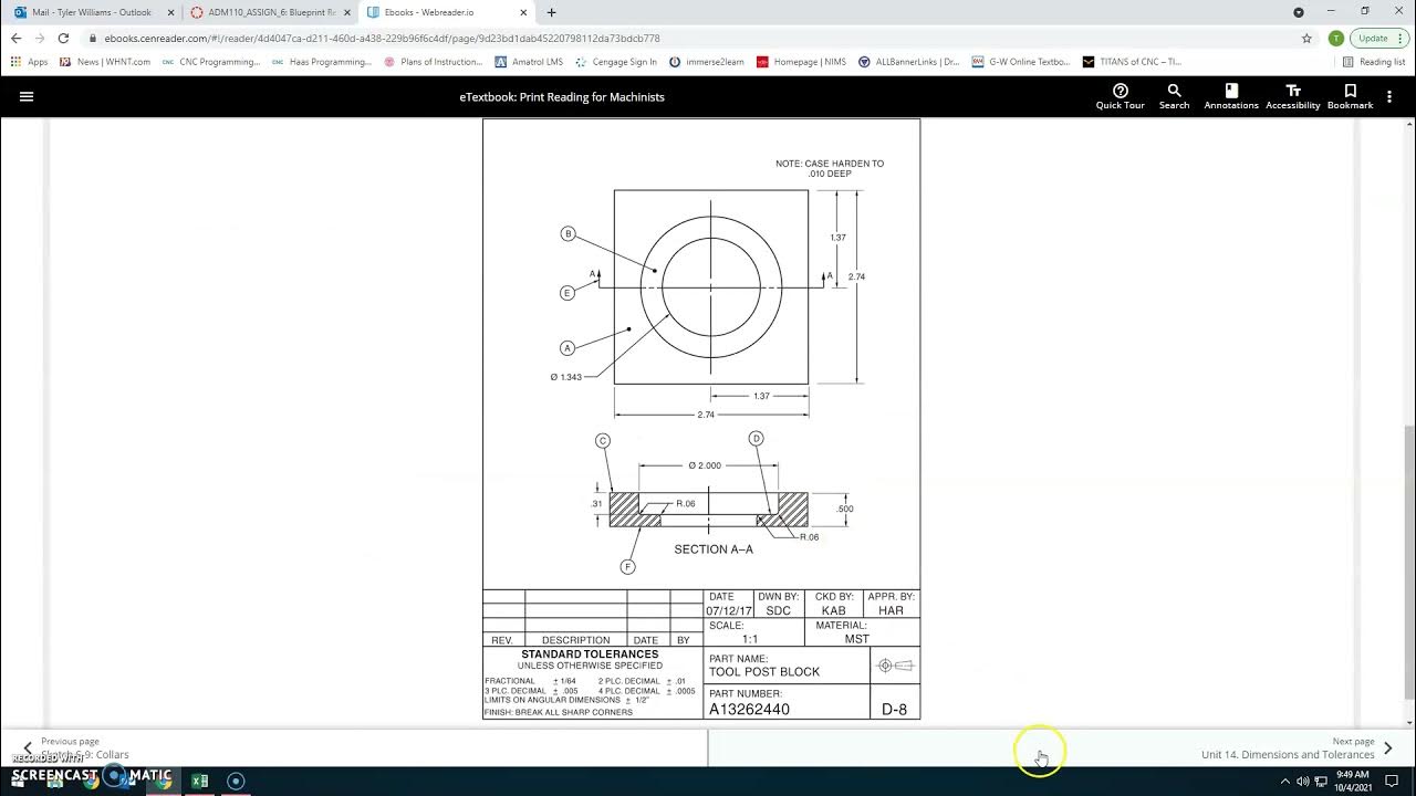 print reading for machinist units 13 14 YouTube