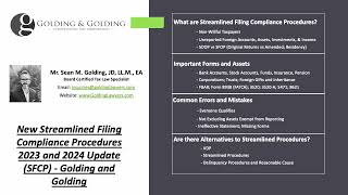 New Streamlined Filing Compliance Procedures 2023/2024 Update (SFCP) -    Golding and Golding