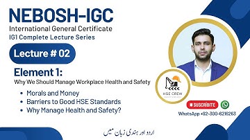 NEBOSH IGC Lecture 2 (Element 1.1) | Moral Reason to manage health and safety