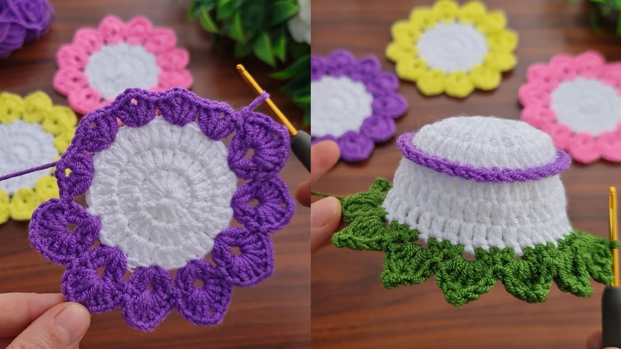 3 in 1🌸 Get Ready to WOW with These Colorful Flower Coasters for Coffee Cups 💰Motif,Coaster,Flower.