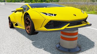 Police Car Super Cars Crossing Bollards - BeamNG.Drive screenshot 4