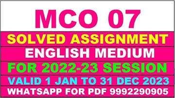 mco 7 solved assignment 2022-23 in english | mco 7 solved assignment 2022-23 | mco 7 2023