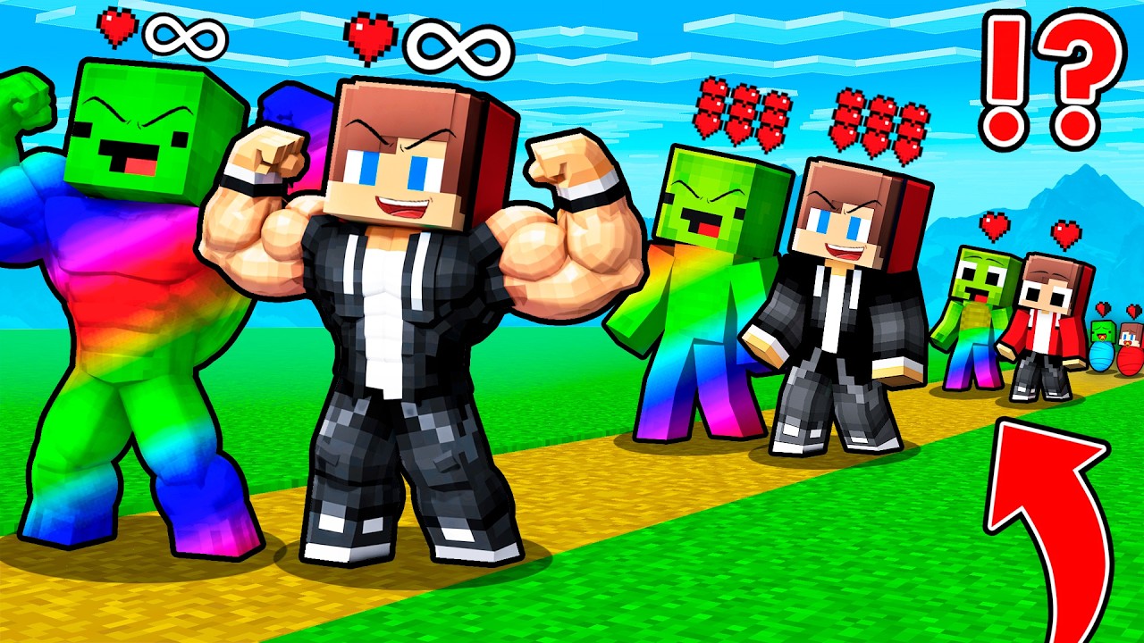 JJ and Mikey : HACKER vs RAINBOW Life Cycle Evolution in Minecraft ! - Maizen