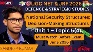 National Security Decision-Making Structures | UGC NET Defence Studies Unit 1 Topic 5(4) | Complete