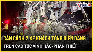 Cận cảnh hiện trường 2 xe khách tông nhau ở cao tốc Vĩnh Hảo-Phan Thiết: Xe biến dạng, 3 người chết