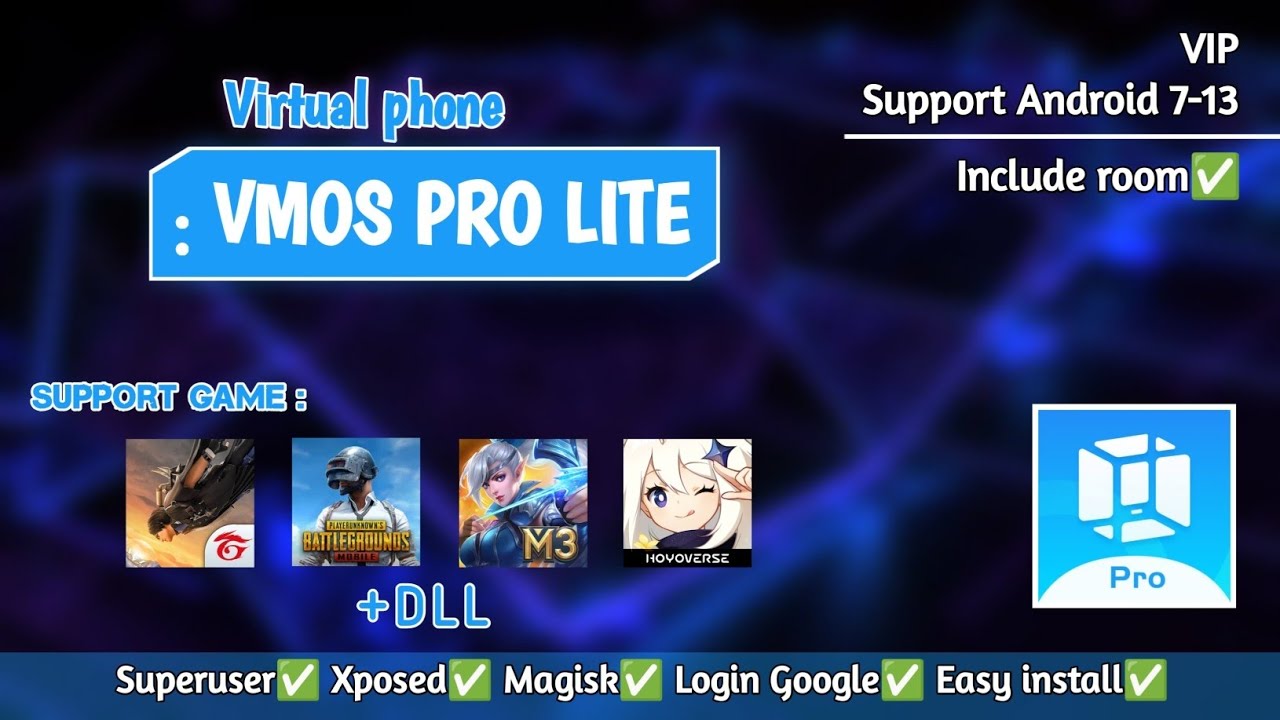 VMOS PRO LITE VIP Virtual Support android 7 - 13 Full guide instalasi ...