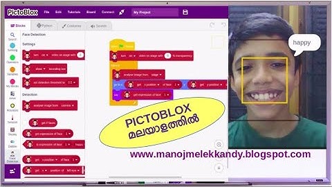 Face Identification/Detection/Expression & Emotion Recogniser Project in Malayalam using Pictoblox