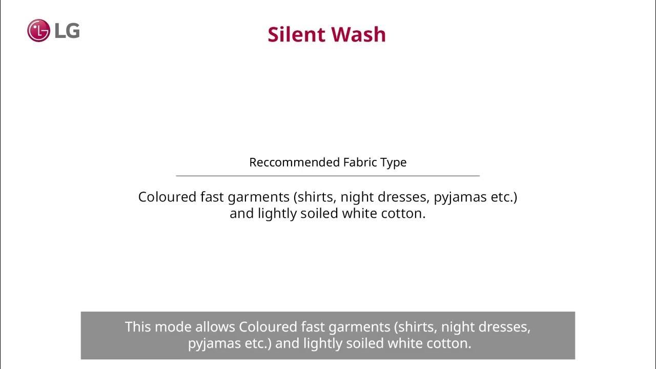 Silent Wash Program Mode LG Front Load Washing Machine YouTube