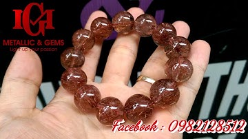 Vòng thạch anh tóc đỏ trong vắt cực nhiều tóc ánh titan mạnh size 16ly